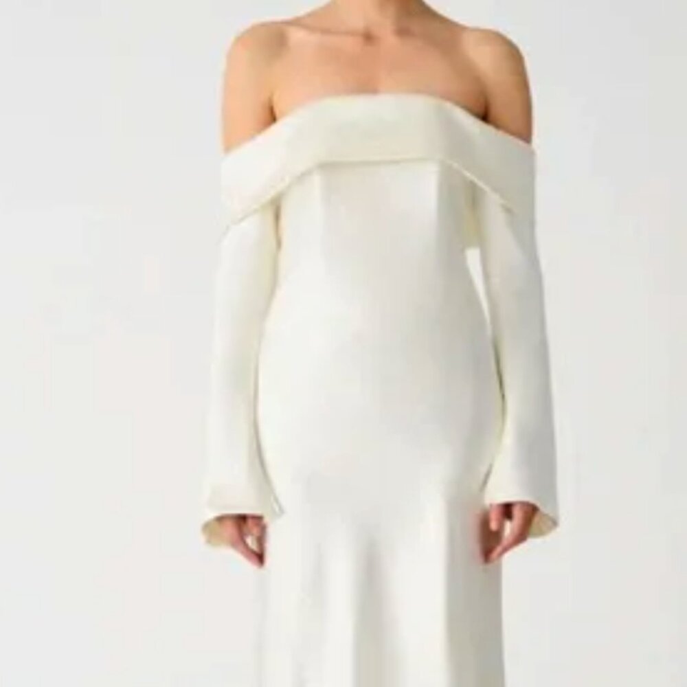 BIANCA GLOSS SATIN GOWN ANTIQUE IVORY / XS